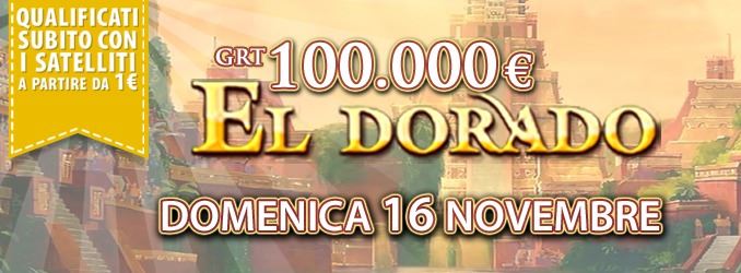 Pokerclub Eldorado: il 16 novembre tornano i 100mila euro garantiti