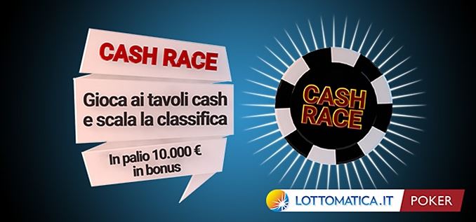 La Cash Race di Lottomatica Poker a marzo mette in palio 10mila euro