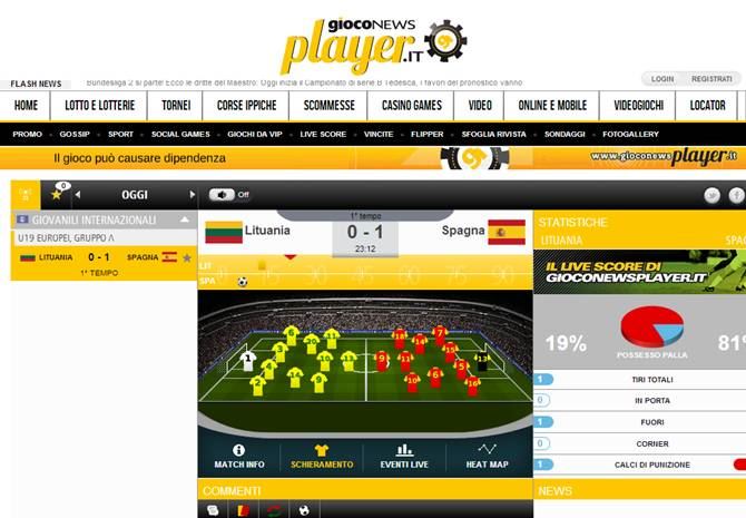 Ecco il nuovo 'live score' SportRadar di Gioconewsplayer.it, ideale per le scommesse e per lo sport