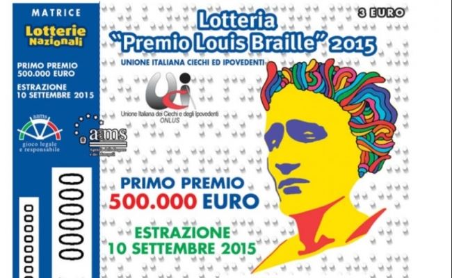 Premio Louis Braille: il 20 maggio la nuova lotteria da 500mila euro