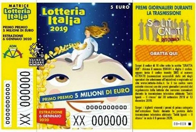 Lotteria Italia al via: primo premio 5 milioni di euro