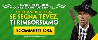 Paddy Power, Juve-Roma: se segna Tevez scommesse rimborsate