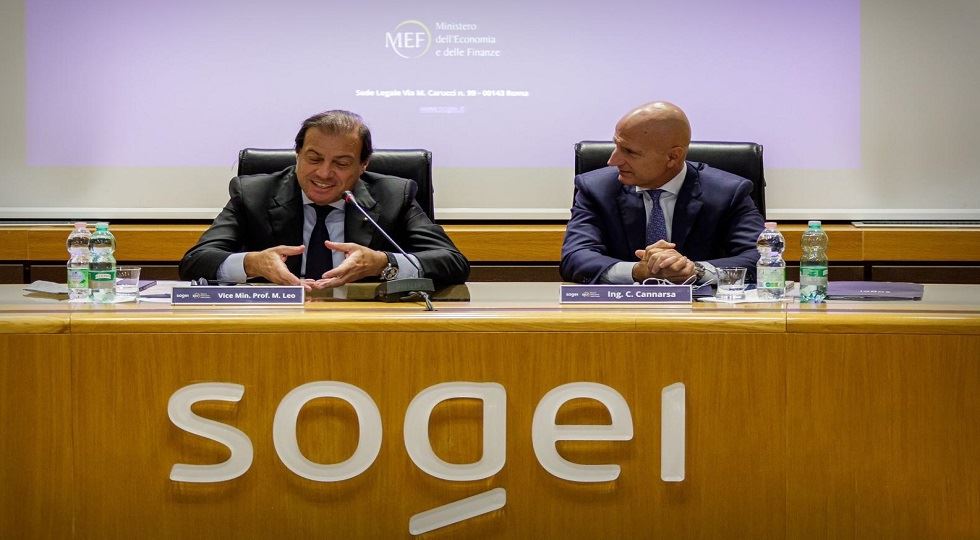 Nella foto: il  vice-ministro Maurizio Leo (Mef) e l'Ad di Sogei Cristiano Cannarsa