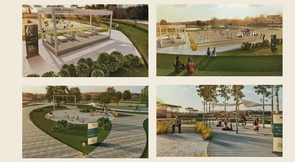 I rendering della riqualificazione dell'ippodromo Martini di Corridonia © Inch Arch Mkt - Pagina Facebook